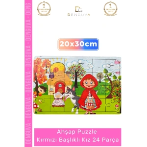 #Puzzle Eğitici Zeka Geliştirici Kaliteli Yerli Ahşap Puzzle Kırmızı Başlıklı Kız 24 Parça