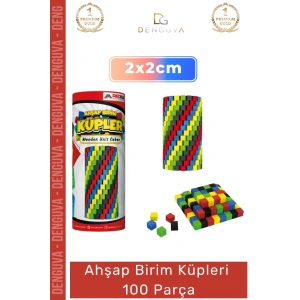#AhşapKüpler Eğitici Doğal Materyal Geometrik Blok Zeka Geliştirici Seti Ahşap Birim Küpleri 100 Parça