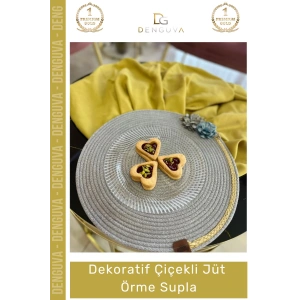 #Supla Jüt Örme Çiçekli El Yapımı Dekoratif Amerikan Servis 39cm Sağlam Dikiş Kalitesi Supla