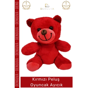 #Ayıcık Kırmızı Yumuşak Kaliteli Hediyelik Sevimli Dekoratif Bebek Peluş Oyuncak Ayıcık 25 cm