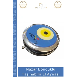 #ElAynası Hediyelik Lüks Geleneksel Çanta Boyu Taşınabilir Şık Kompakt Nazar Boncuklu El Aynası