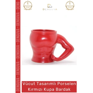 #Bardak Vücut Tasarım Ergonomik Modern Zarif Şık Kaliteli Dayanıklı Porselen Kırmızı Kupa Bardak