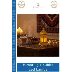 #Lamba Ramazan Temalı Altıgen Gold Kaplama Dekoratif Pilli Sıcak Sarı Modern Işık Kubbe LED Lamba