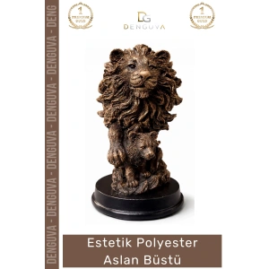 #Büst Kaliteli Dekoratif Masaüstü Obje Hediyelik Sanatsal Tasarım Estetik Polyester Aslan Büst