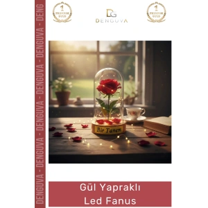#LedFanus Romantik Dekoratif Gün Işığı Yapay Çiçekli Hediyelik Lamba Fanus Gül Yapraklı Led Fanus