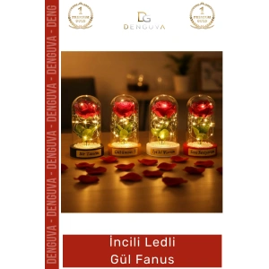 #Fanus Dekoratif Hediyelik Sevgililer Günü Estetik Aydınlatma Fanus İncili Ledli Gül Fanus