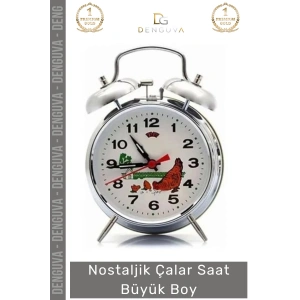 #Saat Nostaljik Kurmalı Horozlu Metal Gövde Vintage Dekoratif Klasik Antika Çalar Saat