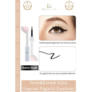 #Eyeliner Siyah Pigmentli Kalıcı Profesyonel Egzersiz Seti Estetik Esnek Uçlu Yaprak Figürlü Eyeliner