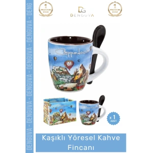 #Fincan Kaşıklı Porselen Türk Kahvesi Tasarım Zarif Motifli Kaliteli Yöresel Kahve Fincanı Tekli