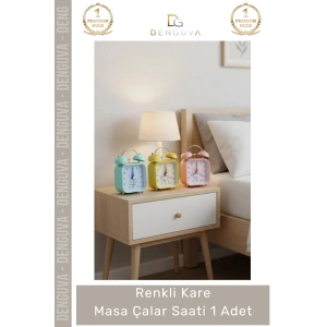 #ÇalarSaat Dekoratif Retro Tasarım Işıklı Kadran Ofis Hediyelik Pilli Renkli Kare Masa Çalar Saat