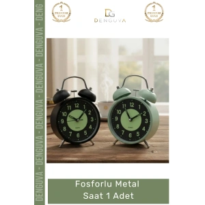 #Saat Nostaljik Retro Tasarım İkiz Çan Yüksek Sesli Alarmlı 11 cm Gece Işıklı Fosforlu Metal Çalar Saat