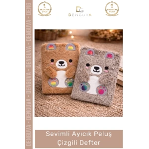 #Defter Hediyelik A5 Boyut Yumuşak Kapak 150 Sayfa Kaliteli Okul Ayıcık Peluş Çizgili Defter