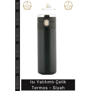 #Termos Paslanmaz Çift Katmanlı Vakum İzolasyonlu Sızdırmaz Mat 304 Matara Çelik Termos Siyah