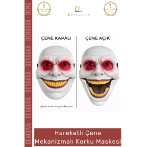#KorkuMaskesi Hareketli Çene Gerçekçi Tasarım Sahne Performansı Mekanizmalı Kırmızı Korku Maskesi