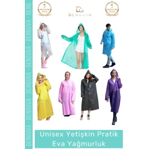 #Yağmurluk Su Geçirmez Mor Şık Hafif Dayanıklı Kapüşonlu Kalite Pratik Eva Yağmurluk 1 Adet