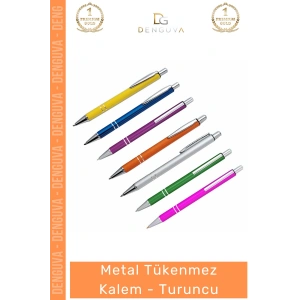 #Kalem Promosyon Kurumsal Logo Baskılı Şık Ergonomik Dayanıklı Metal Tükenmez Kalem Turuncu