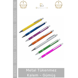 #Kalem Lüks Kurumsal Hediye Lazer Baskı Kaliteli Ofis Aksesuarı Şık Metal Tükenmez Kalem Gümüş