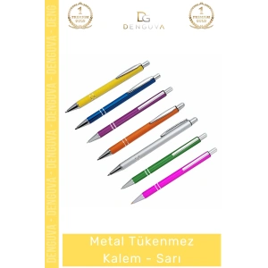 #Kalem Ofis Kurumsal Logo Baskılı Promosyon Lüks Hediye Kaliteli Şık Metal Tükenmez Kalem Sarı