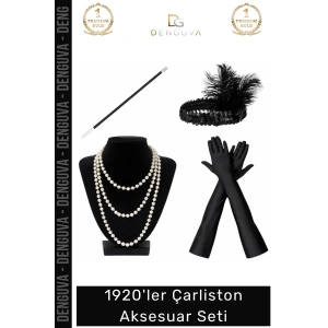 #KostümSeti İnci Kolye Eldiven Sigara Tutucu Saç Bandı Retro Kostüm 1920’ler Çarliston Aksesuar Seti