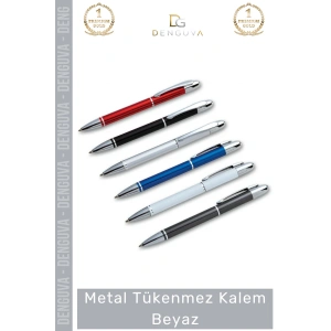 #Kalem Lüks Promosyon Logo Baskılı Kurumsal Hediye Şık Dayanıklı Prestij Metal Tükenmez Kalem Beyaz