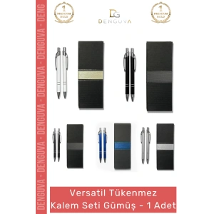 #KalemSeti Metal Gövde Profesyonel Hediye Yazı Takımı Şık Roller Tükenmez Kalem Seti Gümüş - 1 Adet
