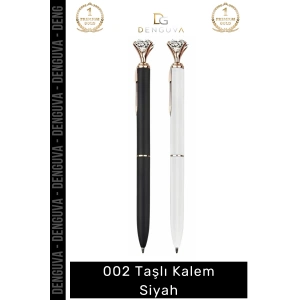 #TaşlıKalem Lüks Metal Gövde Kristal Detaylı Ergonomik Tasarım Kaliteli Mürekkep Taşlı Kalem Siyah