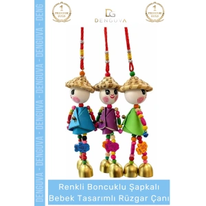 #RüzgarÇanı Renkli Boncuklu Şapkalı El İşçiliği Dekoratif Bahçe Balkon Bebek Tasarımlı Rüzgar Çanı