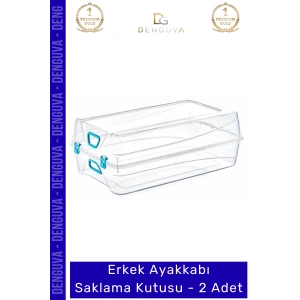 #AyakkabıKutusu Şeffaf Plastik İstiflenebilir Katlanabilir Modüler Modern Saklama Erkek Ayakkabı Kutusu - 2 Adet