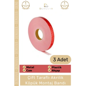 #MontajBandı Çift Taraflı Güçlü PE Köpük Akrilik Yapışkanlı Sabitleme Montaj Bandı 19mm X 2mt - 3 Adet