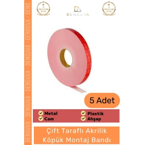 #MontajBandı Çift Taraflı Güçlü PE Köpük Akrilik Yapışkanlı Sabitleme Montaj Bandı 19mm X 2mt - 5 Adet