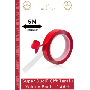 #Bant Çift Taraflı Güçlü PE Köpük Akrilik Yapışkanlı Sabitleme Montaj Bandı 1mm X 5mt 1 Adet