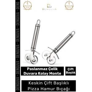 #HamurBıçağı Paslanmaz Çelik Keskin Profesyonel Mutfak Pratik Hamur Çift Başlıklı Pizza Hamur Bıçağı