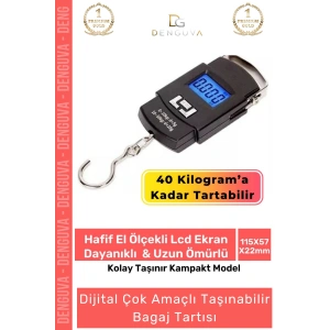Tartı Dijital Hassas Terazi LCD Ekranlı Taşınabilir Portatif El Terazisi Sağlam Bagaj Tartısı Max 40 Kg