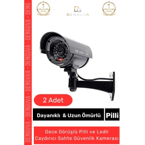 GüvenlikKamerası Caydırıcı Gece Görüş Görünümlü Aktivasyon Işıklı Pilli Kaliteli Shte Güvenlik Kamerası - 2 Adet