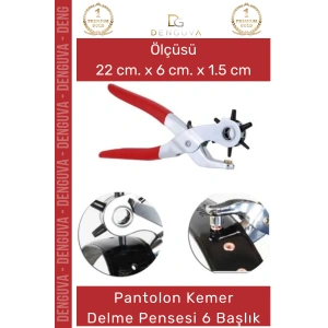 #DelmePensesi 6 Başlıklı Ayarlanabilir Metal Profesyonel Deri Saat Kordonu Delik Açma Kemer Delme Pensesi