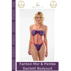 #Bodysuit Kalite Kumaş 100 Dantel Seksi Şık Esnek Standart Moda Pembe Dantelli Fantezi Bodysuit