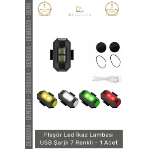 #BisikletLambası Flaşör Motosiklet Bisiklet Scooter Uyumlu USB Şarjlı Mini Taşınabilir Led İkaz Lambası 7 Renkli