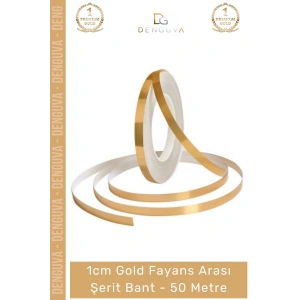 #ŞeritBant Kendinden Yapışkanlı Dekoratif 1cm 50 Metre Zemin Duvar Gold Fayans Arası Şerit Bant - 1 Adet