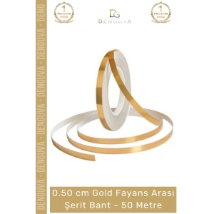 #ŞeritBant Kendinden Yapışkanlı Dekoratif 0,5cm 50 Metre Şık Parlak Su Geçirmez Gold Fayans Arası Şerit Bant - 1 Adet