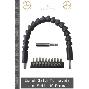 #TornavidaUcu Esnek Şaftlı Manyetik Profesyonel Matkap Uyumlu Mobilya Montaj Tamir 10 Parça Tornavida