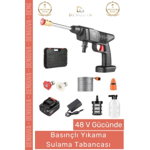 #SulamaAparatı 48V Şarjlı Çift Bataryalı Taşınabilir Basınçlı Yıkama Bahçe Aparatı Sulama Oto Tabancası