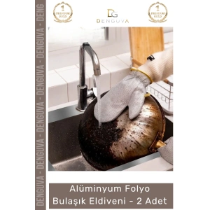 Özel Üretim Isıya Dayanıklı Mutfak Temizlik Tencere Parlatma Alüminyum Folyo Bulaşık Eldiveni - 2 Adet