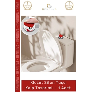 #SifonTuşu Estetik Banyo Aksesuarı Modern Dekoratif Pratik Sifon Klozet Sifon Tuşu Kalp Tasarımlı - 1 Adet