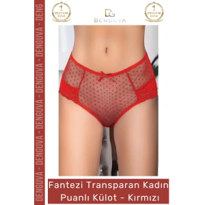 #FanteziKülot Şık Transparan Cesur Genç Dinamik Rahat Yerli Üretim İç Giyim Kırmızı Kadın Puanlı Külot