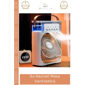#Vantilatör Buharlı Soğutucu Hava Nemlendirici USB Taşınabilir Sessiz Ofis Su Hazneli Masa Vantilatör - 1 Adet