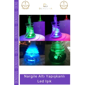 #Led 6 cm 3 Modlu Dekoratif Cam Taban Aydınlatma Ekipmanı Nargile Altı Yapışkanlı Led Işık