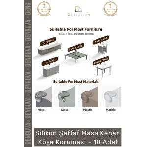 #KöşeKoruma Bebek Çocuk Güvenlik Şeffaf Silikon Mobilya Koruyucu Masa Kenarı Köşe Koruması - 10 Adet