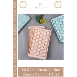 #BuzKalıbı Modern Estetik Mutfak Kapaklı Pratik Buz Küresi Aparatı Yuvarlak Buz Yapma Kalıbı 33 Gözlü - 1 Adet