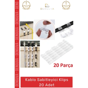 #Klips Yapışkanlı Masaüstü Ofis Düzenleyici Pratik Güçlü Kablo Sabitleyici Klips Seti - 20 Adet