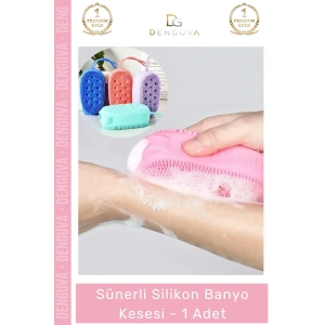 #Kese Süngerli Peeling Etkili Çift Taraflı Masaj Yapan Yumuşak Hijyenik Silikon Banyo Kesesi - 1 Adet